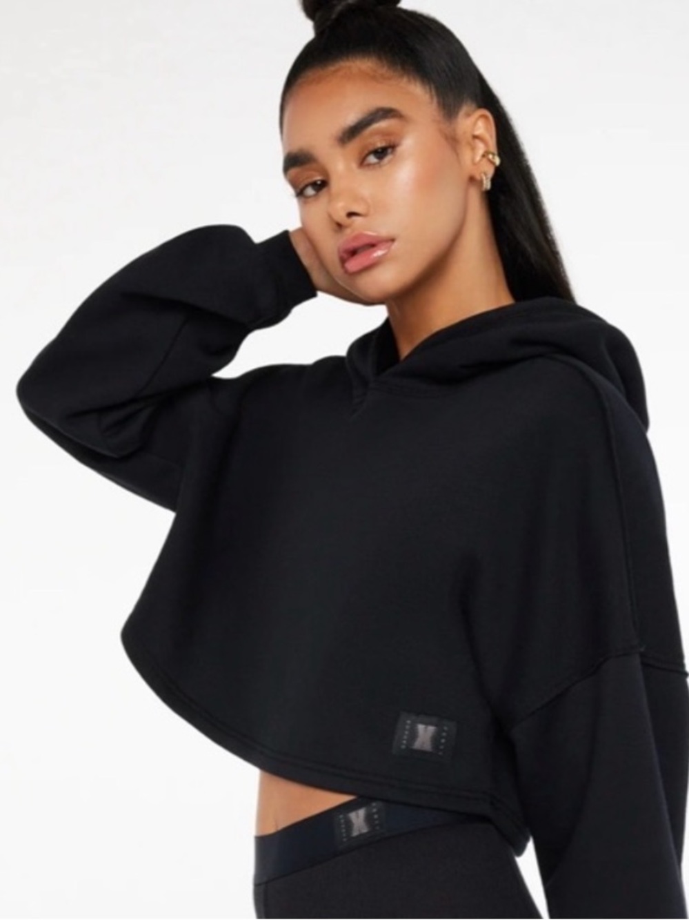 Salvage x Fenty 2X Black Essential Cropped Hoodie with Hood